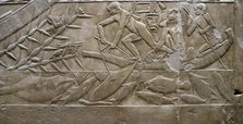 Fishing scene relief, Mastaba of Kagemni, Saqqara, Egypt, Old Kingdom, 6th Dynasty, 2350 BC (2003). Creator: Unknown.