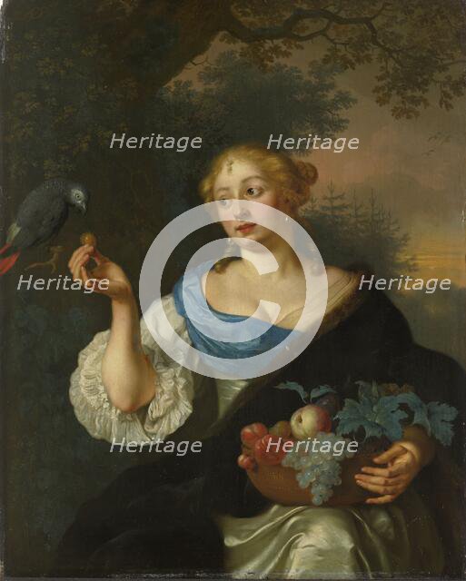 A Young Woman with a Parrot, 1660-1680. Creator: Ary de Vois.