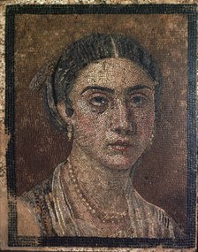 Portrait of a woman from a Roman floor mosaic, 1st century. Creator: Unknown.