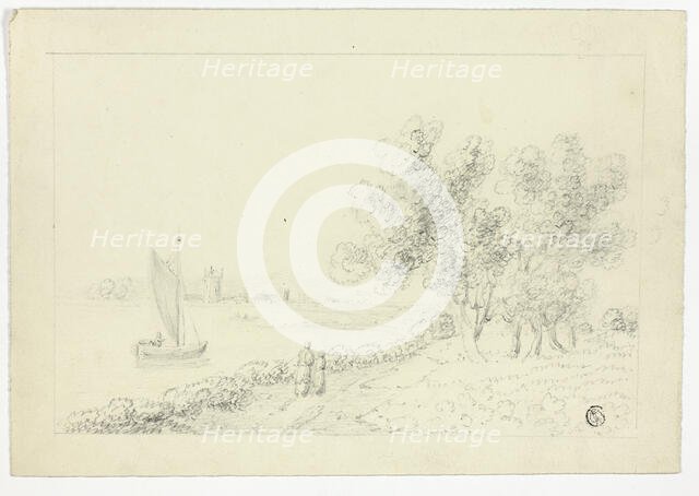 A Harbor with a Sailboat, n.d. Creator: Unknown.