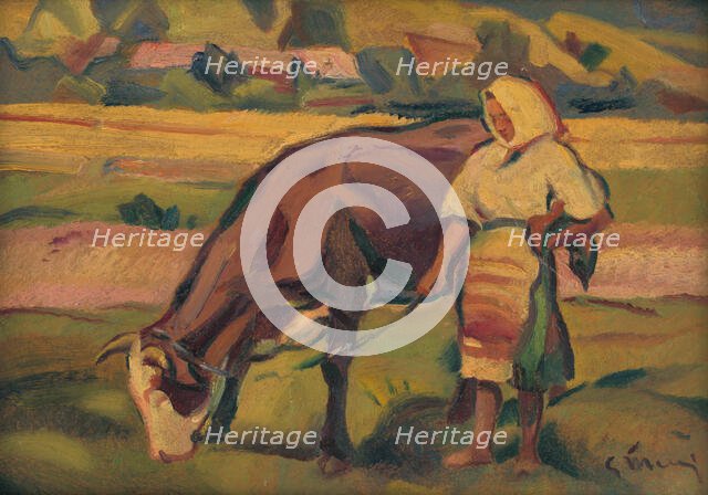 At pasture, 1937-1940. Creator: Gustav Mally.