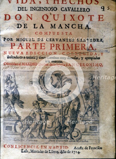 Cover of the work 'Vida y hechos del Ingenioso Caballero Don Quijote de la Mancha' (Life and fact…
