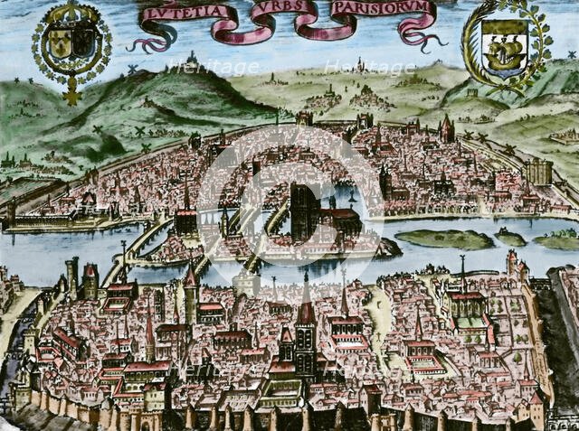 Panorama of the city, Paris, France, late 16th century.   Creator: Unknown.