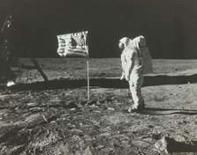 Buzz Aldrin on the Moon with the American Flag, 1969. Creator: Neil Armstrong.