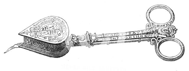 Art Collections in the South Kensington Museum: silver-gilt snuffers, 1869. Creator: Unknown.