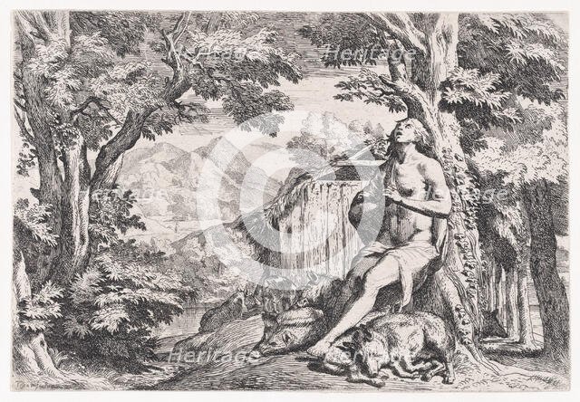 The prodigal son among the swine, from a series of four prints, ca. 1645. Creator: Pietro Testa.