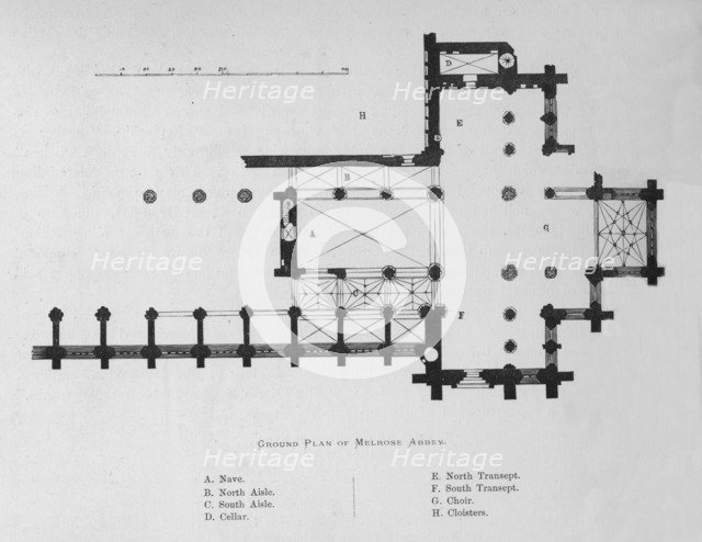 'Ground Plan of Melrose Abbey', 1897. Artist: Unknown.