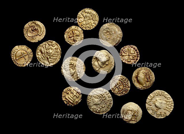 Complete non-local Anglo-Saxon Coin Hoard (The Crondall Hoard), 7th century. Artist: Unknown.