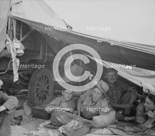 Oklahomans in potato pickers' camp near Shafter, California, 1937. Creator: Dorothea Lange.
