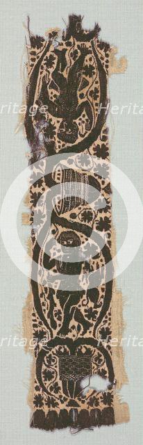 Rare Silk Tunic Fragment with Ornamental Sleeve Band, 400s-500s. Creator: Unknown.