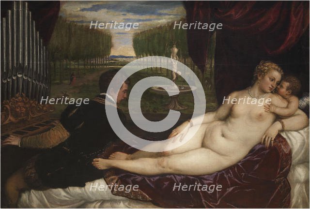 Venus with an Organist and Cupid, ca 1555. Creator: Titian (1488-1576).
