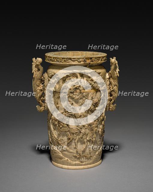 Carved Vase with Liner, 1800s. Creator: Unknown.