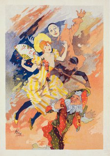 Troisième panneau sans texte : "La Pantomime"., c1900. Creator: Jules Cheret.