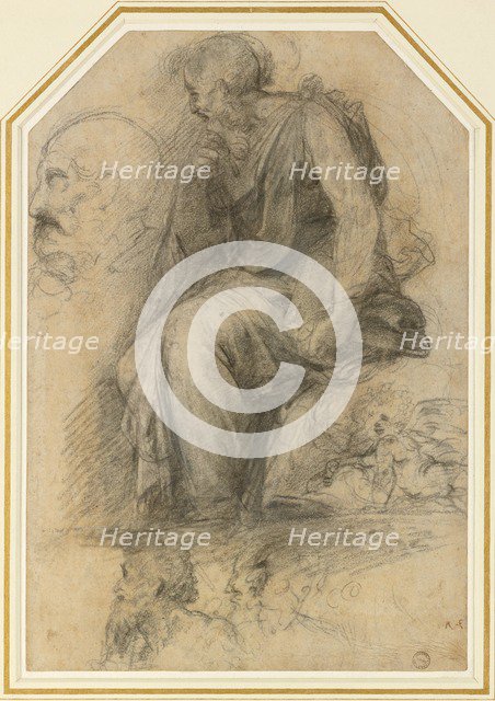A male Saint, seated (Study for the Disputa), c16th century. Artist: Raphael.