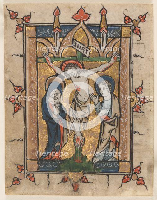 Leaf from a Psalter: The Crucifixion, c. 1300-1330. Creator: Unknown.
