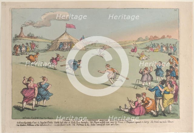 Rural Sports or a Cricket Match Extraordinary, October 10, 1811., October 10, 1811. Creator: Thomas Rowlandson.