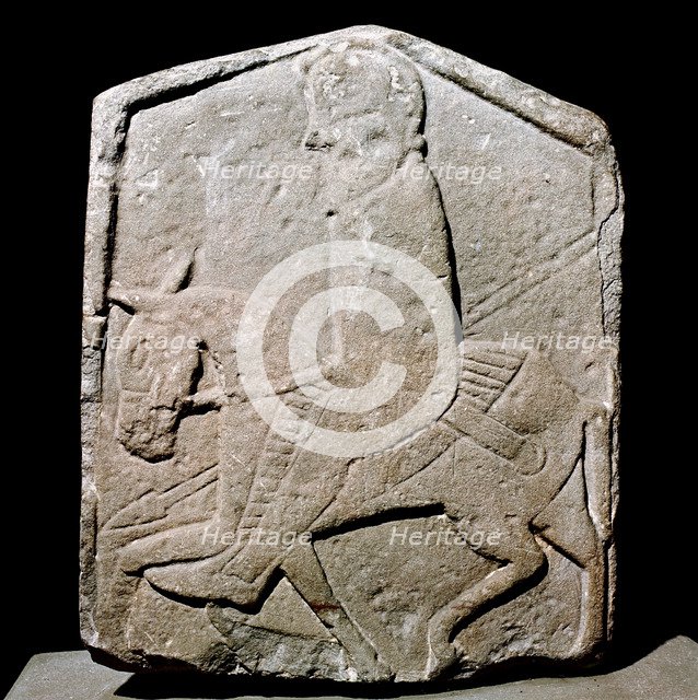 Pictish horseman on slab, Meigle, Perthshire, Scotland. Artist: Unknown