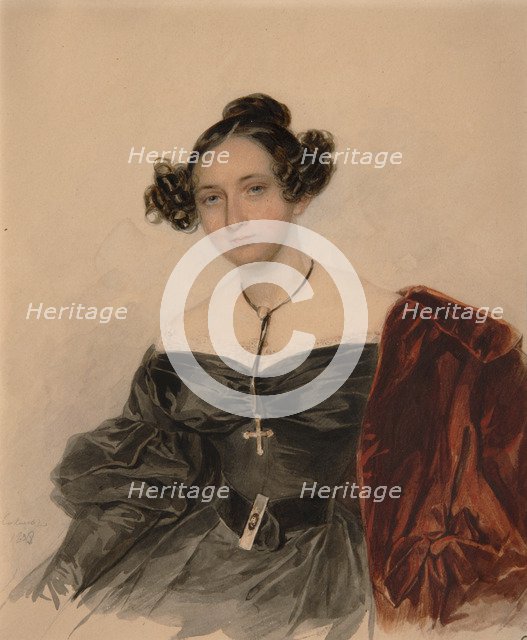 Portrait of Countess Nadezhda Ivanovna Golitsyna (1796-1868), née Countess Kutaysova, 1832. Artist: Sokolov, Pyotr Fyodorovich (1791-1848)