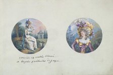 Two Costume Designs or Portrait Types, ca. 1785-90. Creator: Anon.