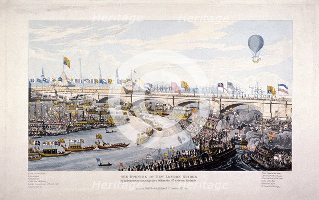 Opening of London Bridge (New), London, 1831. Artist: Anon