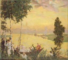 Country Trip, 1918. Artist: Kustodiev, Boris Michaylovich (1878-1927)