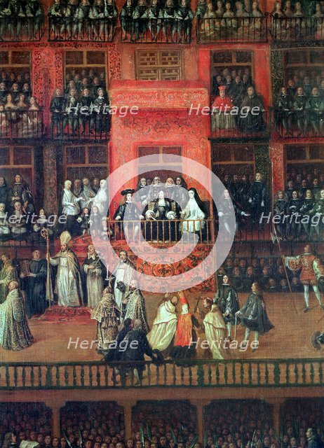 Detail of the oil painting by Francisco Rizi, 'Auto-da-Fe'.