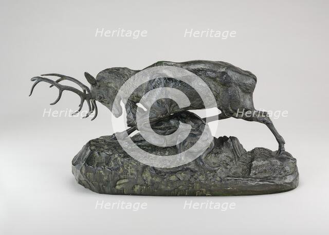 Wolf Seizing a Stag by the Throat, model 1843, cast by 1873. Creator: Antoine-Louis Barye.