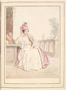 Lady of Greece, leaf from 'A Collection of Dresses by David Allan Mostly from Nature', 1776. Creator: David Allan.