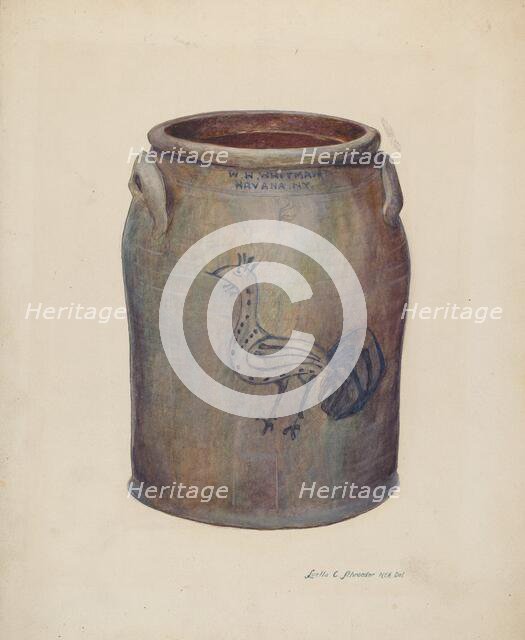 Gray Stoneware Crock, c. 1939. Creator: Luella Schroeder.