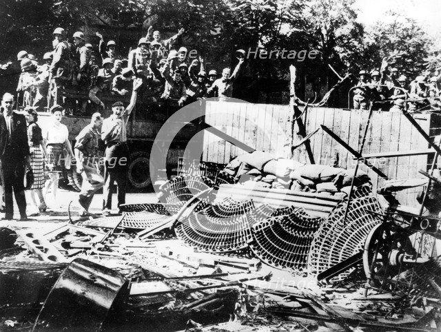 Barricades erected near the Place de la Concorde, Paris, August 1944. Artist: Unknown