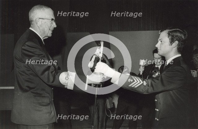 Crown Prince Carl Gustaf and his Grandfather, King Gustaf VI Adolf of Sweden, 1968. Artist: Unknown