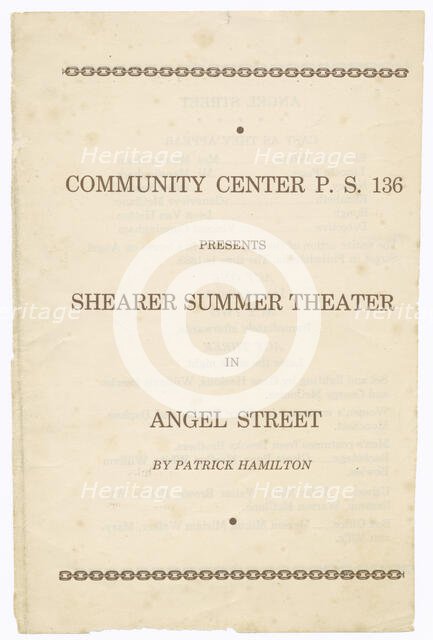 Programme for the Shearer Players' production of Angel Street, 1951. Creator: Unknown.