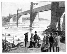 The Queen's visit to the Britannia Tubular Bridge, Wales, c1888. Artist: Unknown