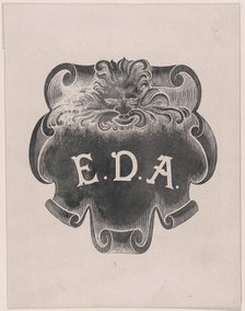 Counterproof of an impression from a name plate for Edward D. Adams, ca. 1892. Creator: Alphonse Legros.