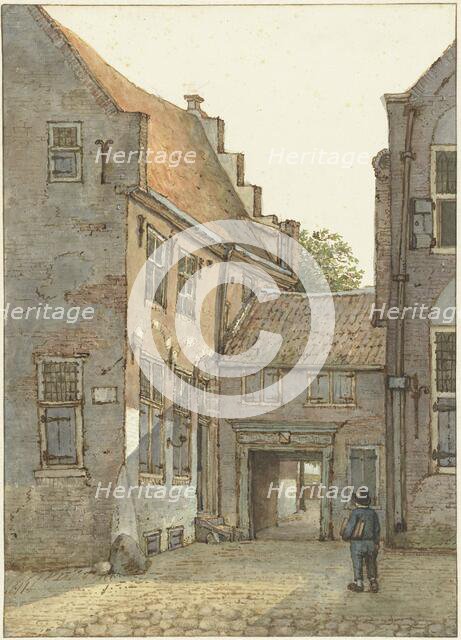 View of the entrance to the Latin school, the St. Hieronymusschool, on the Kromme Nieuwegracht in Ut Creator: Gerrit Lamberts.