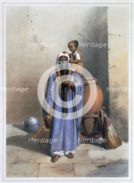 Fellah woman and child, 1848. Artist: Charles Bour