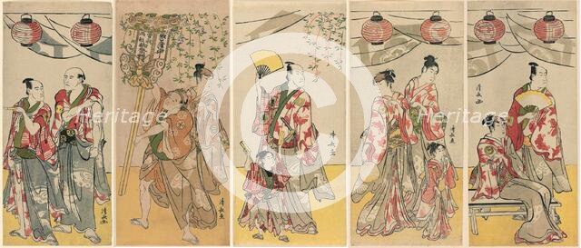 Eleven Actors Celebrating the Festival of the Shrine of the Soga Brothers, 1788. Creator: Torii Kiyonaga.
