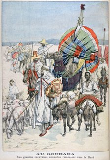 The large annual caravans heading north, Gourara, Algeria, 1903. Artist: Unknown