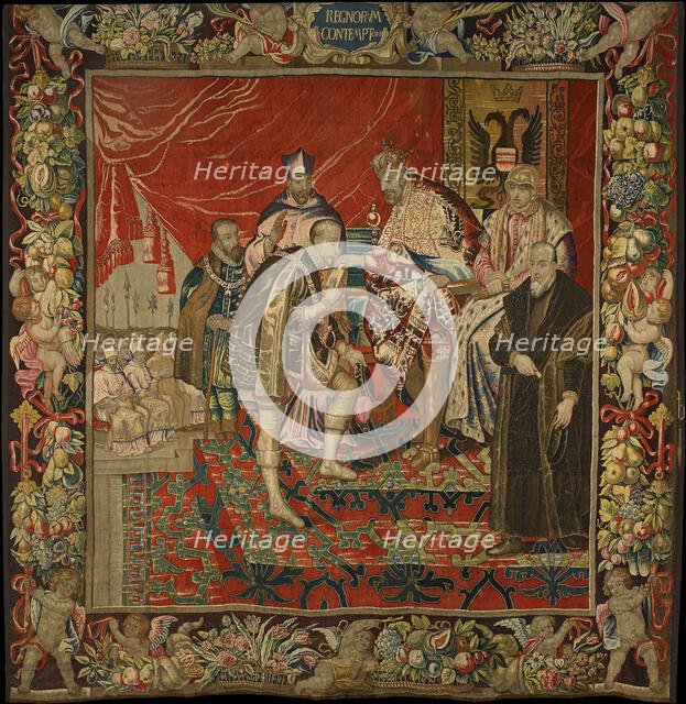 The abdication of Emperor Charles V in favor of his son Philip II..., 17th century. Creator: Anonymous master ().