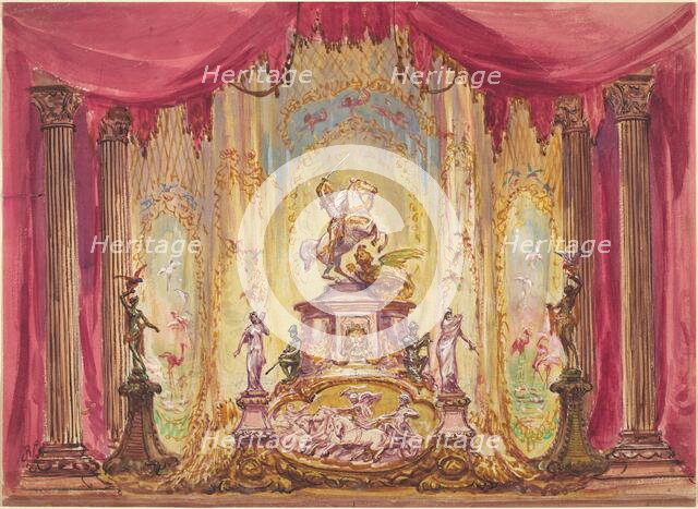 Stage Set with a Statue Of Saint George Slaying the Dragon. Creator: Robert Caney.