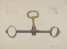 Handcuffs with One Key, c. 1936. Creator: Cornelius Frazier.