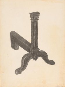 Andiron (one of pair), c. 1938. Creator: Herman Bader.