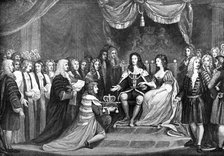Parliament Offering the Crown to William and Mary, 1689, (late 18th century). Artist: Unknown