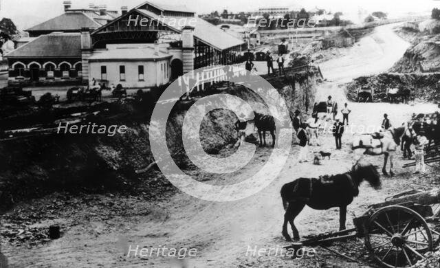 Roma Street Railway Station, railway construction, 1874. Creator: Unknown.