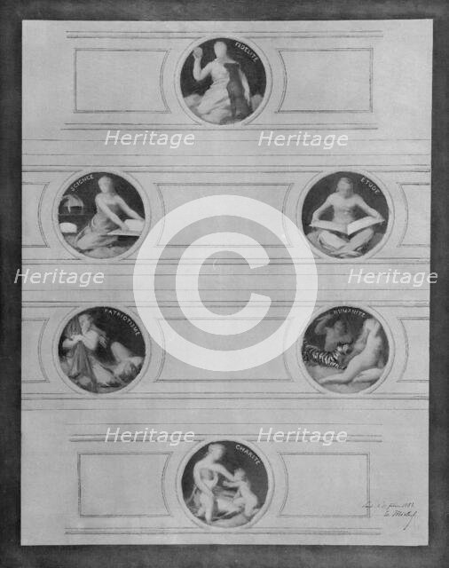 Esquisse pour la salle des mariages de la mairie de Saint-Maur-des-Fossés : Vertus civiques, 1883. Creator: Edouard Michel Lancon.