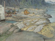 The Village at the Foot of the Mountain. Study from Lofoten, 1912. Creator: Anna Katarina Boberg.