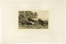 Dutch Cows, c. 1865. Creator: Charles Emile Jacque.