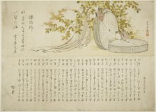 Sparrows on Millstones with Hagi Bushes, Japan, 1797. Creator: Hokusai.