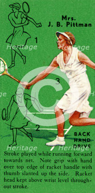 'Mrs. J. B. Pittman - Backhand Drive', c1935. Creator: Unknown.