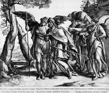 Lot and His Daughters Leaving Sodom, 1582. Creator: Hendrik Goltzius.